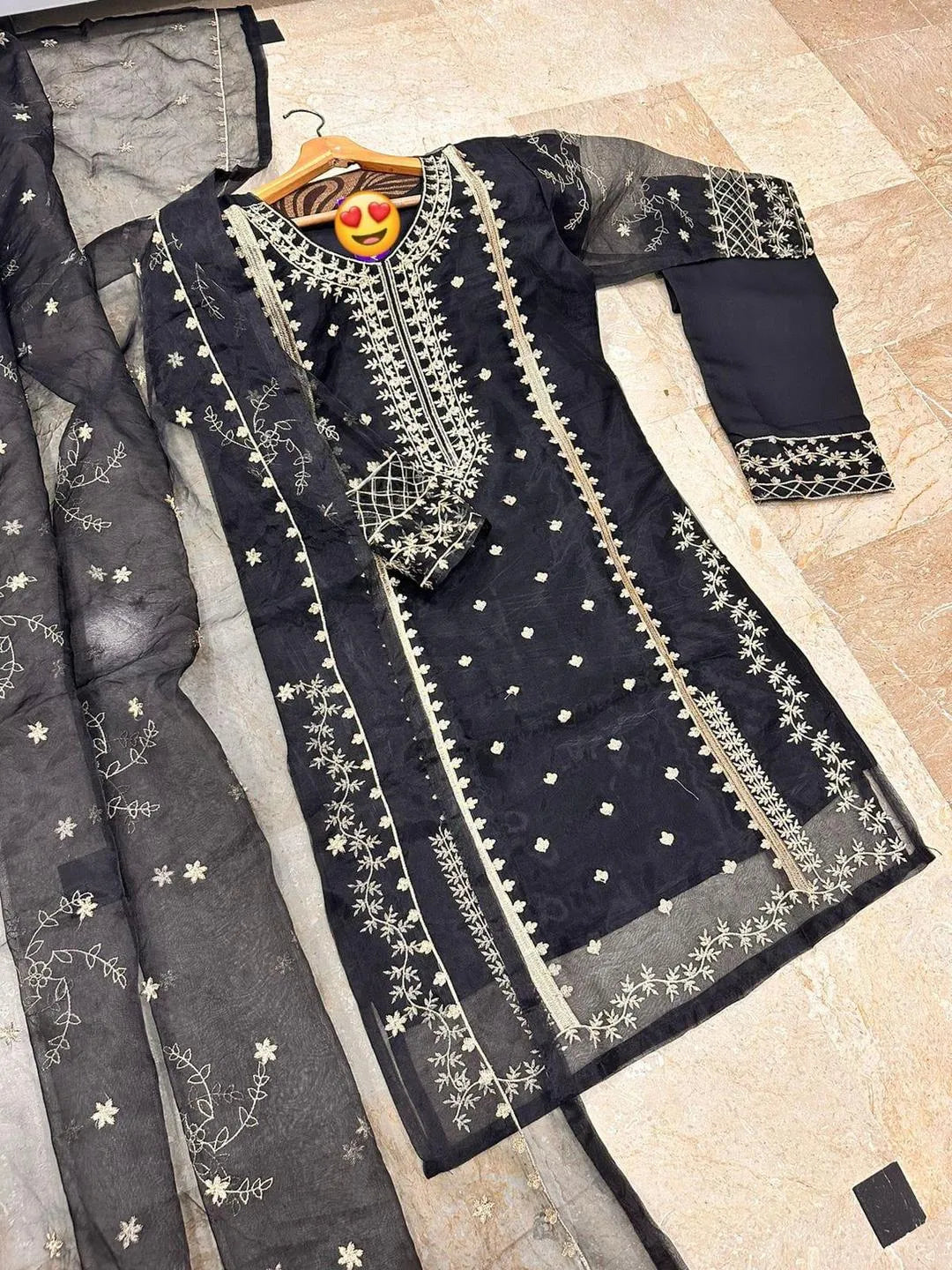 🌟 Designer Embroidered Black Party Wear Suit for Women