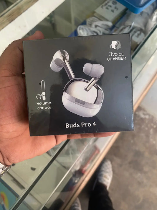 Buds Pro 4 Wireless Bluetooth Earbuds | ANC Noise Cancellation | Touch Control | Triple Mic | Type-C Charging | White