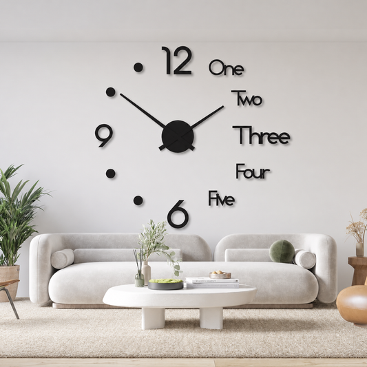 🕒 Modern 3D Laser-Cut Wall Clock – 24x24 Inch Laminated Wooden Clock 🖤