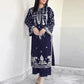 Stylish Blue Embroidered 2-Pc Lawn Suit (Shirt & Trouser)
