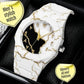 Men's Carbon Fiber Marble Watch White Gold