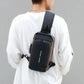 Men Waterproof Crossbody Bag Black Tan Multiple Compartment