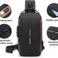 Men Waterproof Crossbody Bag Black Tan Multiple Compartment