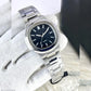 Men Square Watch Black Dial Silver Steel Chain Strap