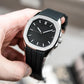 Men's Water Resistant Quartz Watch with Textured Rubber Strap