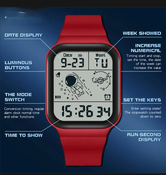 Waterproof Digital LED Watch for Men  Teens