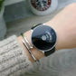 Black Leather Strap Analogue Watch for Men Women