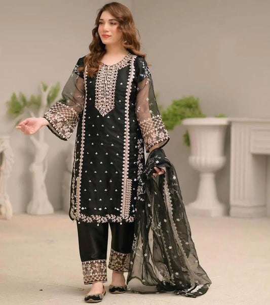 🌟 Designer Embroidered Black Party Wear Suit for Women
