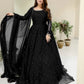 🖤 Elegant Black Pearl & Lace Chiffon Maxi Dress – 3-Piece Set