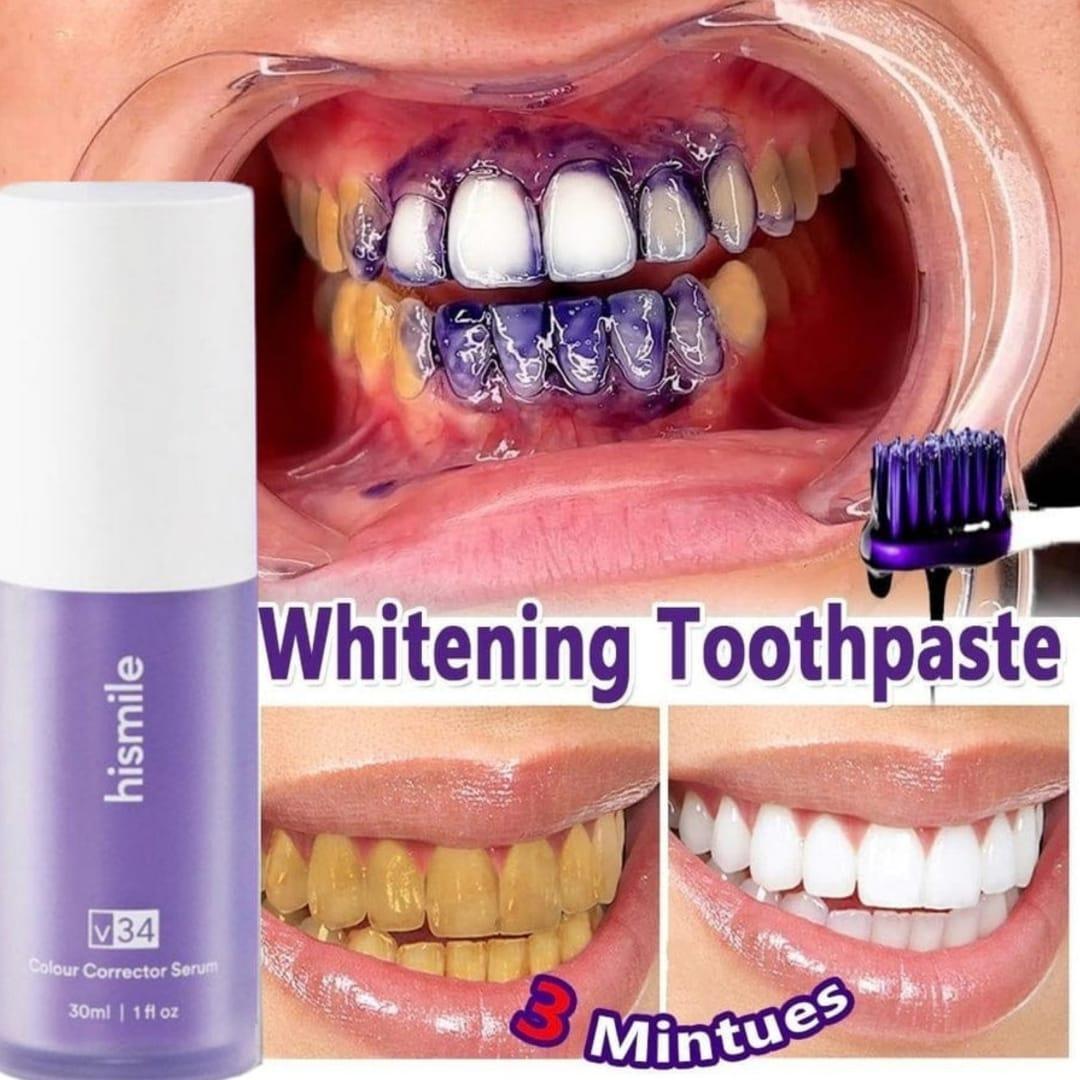 V34 Colour Corrector Serum - Purple Toothpaste for Teeth Whitening (30ml)