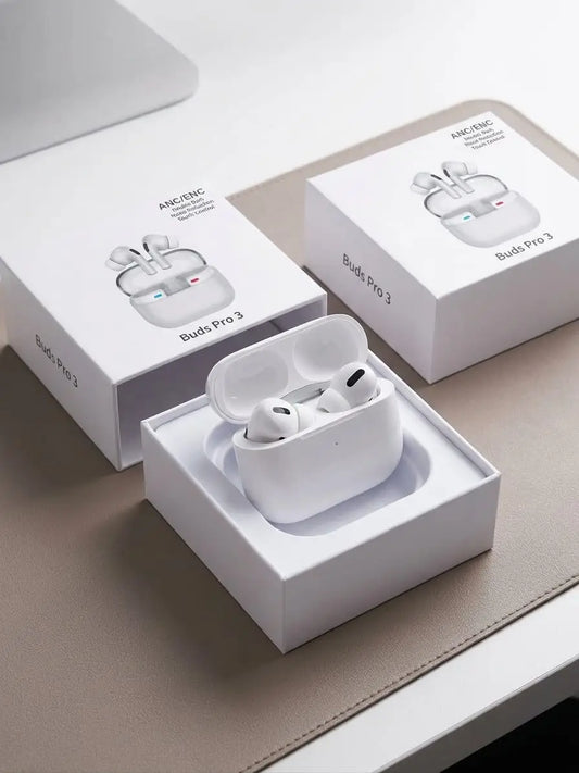 Buds Pro 3 ANC Wireless Bluetooth Earbuds with Touch Control, Triple Mic, Type-C Charging & 5-20 Hours Playtime – White