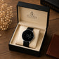 Minimalist Black Leather Quartz Watch – Lightweight & Stylish
