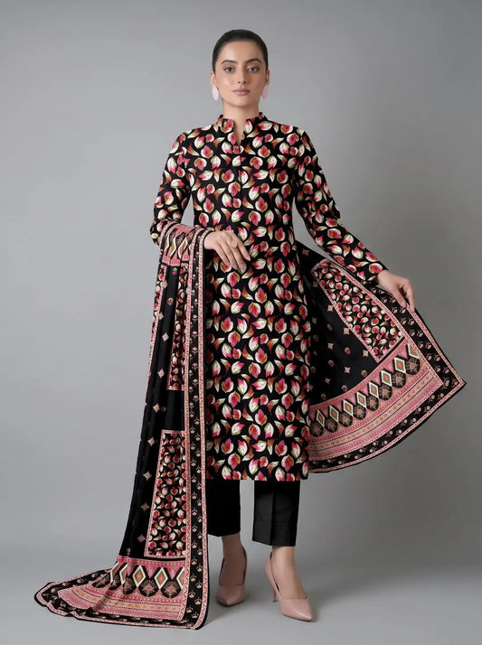 3 Pcs Women's Unstitched Printed Suit