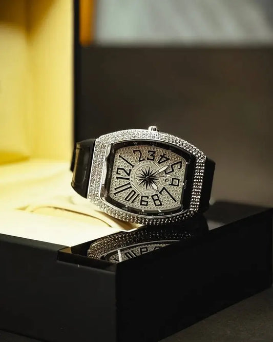 Diamond Stone Men's Luxury Fashion Watch, (Working Date & Premium Textured Strap)
