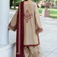 Brown Lawn Embroidered 3-Piece Set