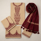 Brown Lawn Embroidered 3-Piece Set