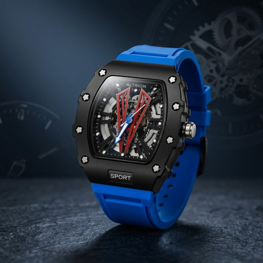 Altrion Blue Strap Skeleton Watch