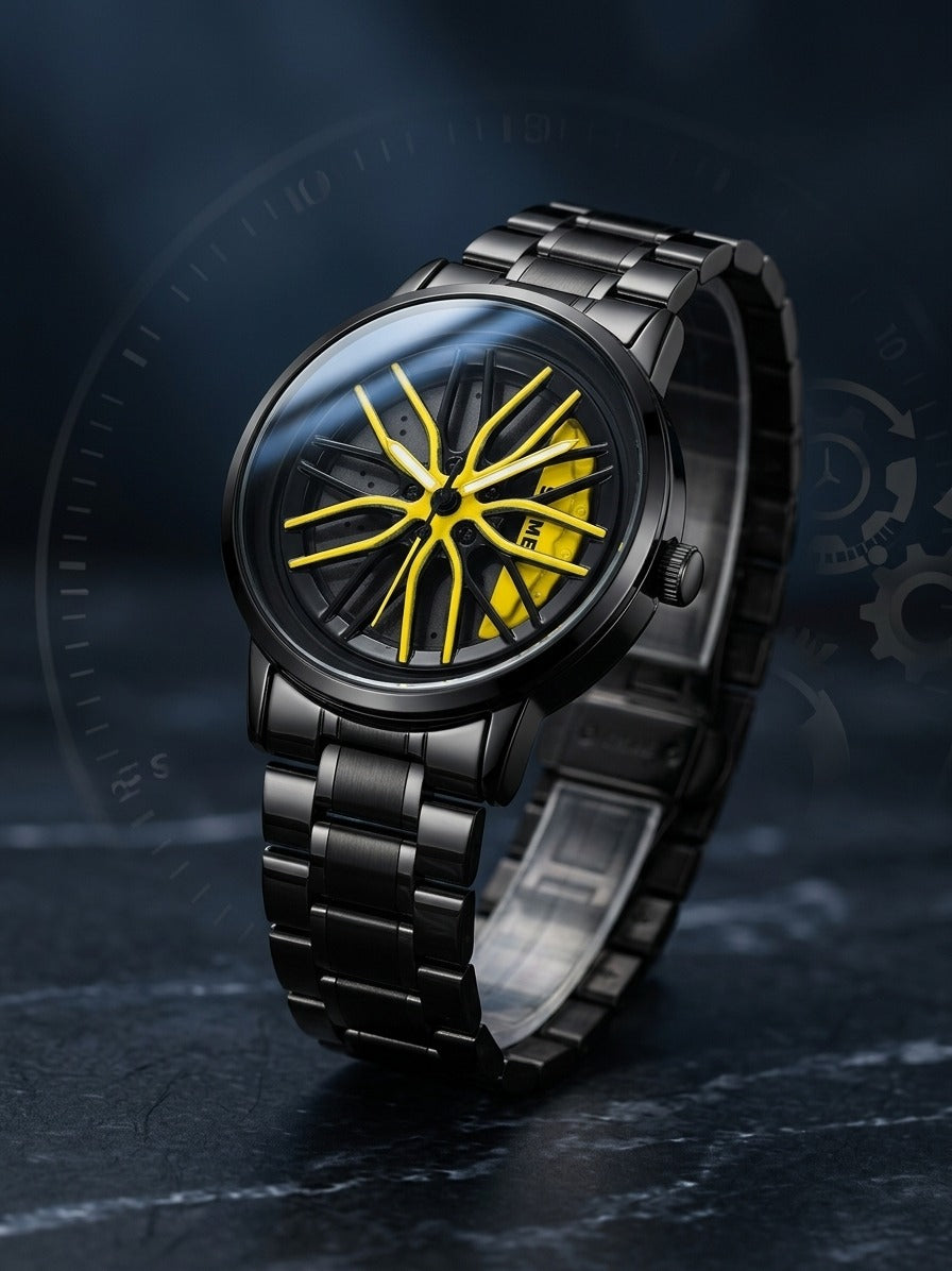 Yellow Dial Steel Watch
